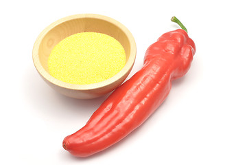 Image showing Detailed but simple image of red paprika and polenta