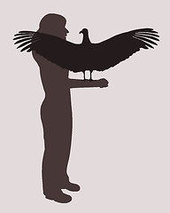 Image showing Woman and bird of prey