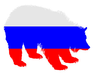 Image showing Flag of Russia with brown bear