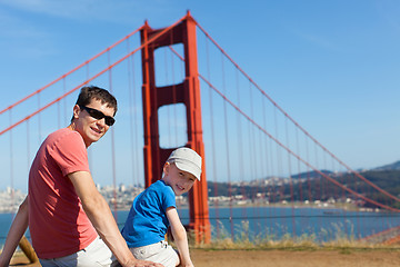 Image showing family near golden gate bridge