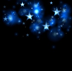 Image showing Glowing blue stars dark illustration