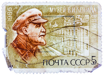 Image showing Stamp printed in Russia shows portrait of Vladimir Ilyich Lenin