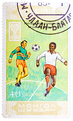 Image showing Stamp printed in Mongolia shows Football world championship of j