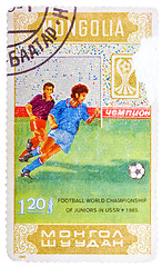 Image showing Stamp printed in Mongolia shows Football world championship of j