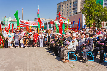 Image showing Unidentified veterans listen to congratulations during the celeb