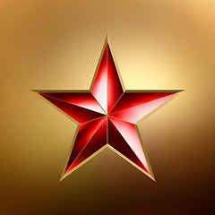 Image showing illustration of a Red star on gold. EPS 8
