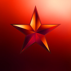 Image showing illustration of a Red star on gold. EPS 8