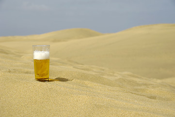 Image showing Fresh beer in desert