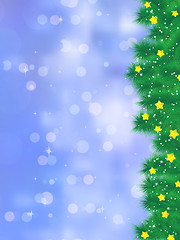 Image showing Christmas tree branch on a blue background. EPS 8