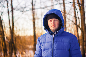 Image showing Handsome Man In Winter Forest