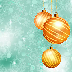 Image showing Christmas ball on abstract blue lights. EPS 10