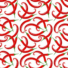 Image showing Seamless pattern of red peppers
