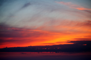 Image showing Fiery sunrise sky