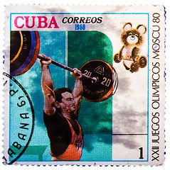 Image showing Stamp printed in CUBA, devoted to Olympic Games in Moscow (1980)