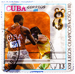 Image showing Stamp printed in CUBA, devoted Olympic Games in Moscow (1980) an