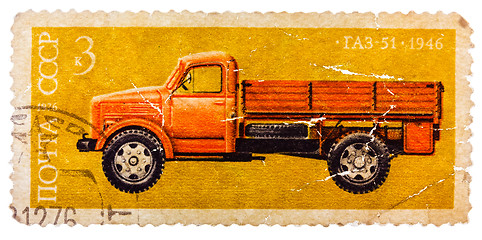 Image showing Stamp printed in Russia, shows retro truck