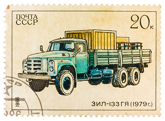 Image showing Stamp printed in Russia, shows retro truck ZIL - 133