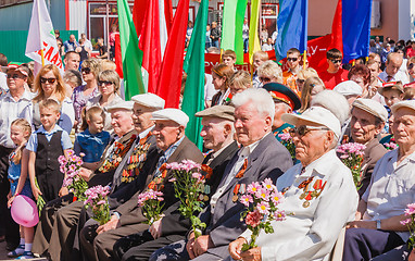 Image showing Unidentified veterans listen to congratulations during the celeb