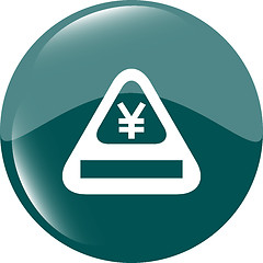 Image showing Attention caution sign icon with yen sign. warning symbol. modern ui website button