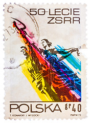 Image showing Stamp printed in the Poland shows Man and Woman, Sculpture by Wi