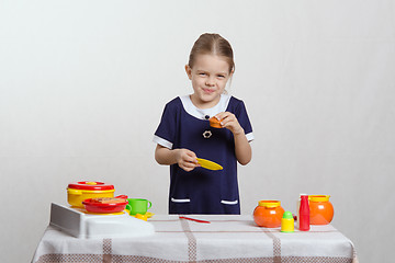 Image showing Girl cook a delicious cake