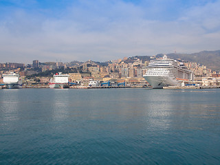 Image showing View of Genoa Italy from the sea