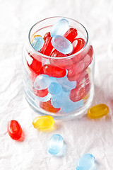 Image showing colorful candies in glass jar