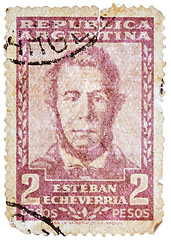 Image showing Stamp printed in the Argentina, shows Esteban Echeverria (overpr