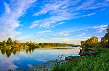 Image showing Clouds Reflection On Lake River