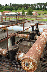 Image showing Rusty big taps and pipes. water treatment plant 