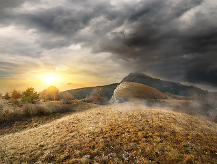 Image showing Beautiful sunrise in the mountains