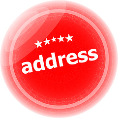 Image showing address word red stickers, icon button, business concept