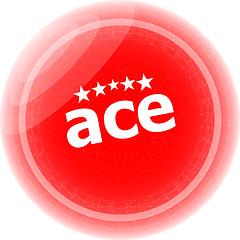 Image showing ace red stickers, icon button isolated on white