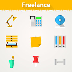 Image showing Flat vector icons for freelance and business