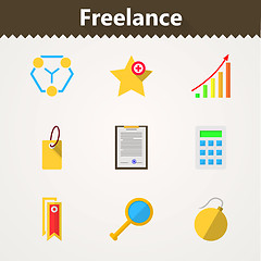 Image showing Flat vector icons for freelance and business