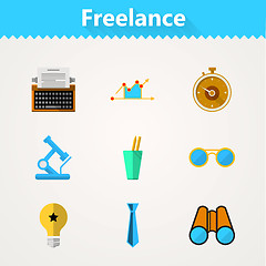 Image showing Flat vector icons for freelance and business