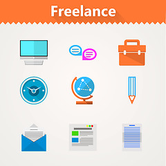 Image showing Flat vector icons for freelance and business