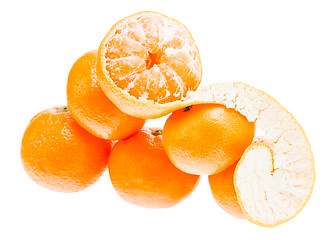 Image showing Fresh mandarin citrus isolated tangerine mandarine orange in hea