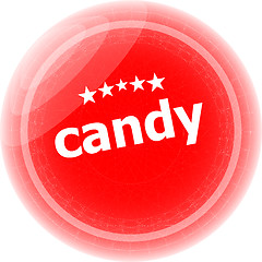 Image showing candy word stickers red button, web icon button