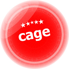 Image showing cage word stickers red button, web icon button