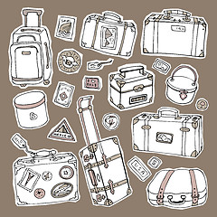 Image showing Vintage suitcases set. Travel Vector illustration.