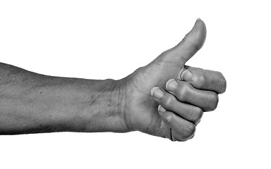 Image showing Old woman with arthritis giving the thumbs up sign