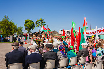 Image showing Unidentified veterans listen to congratulations during the celeb