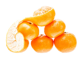 Image showing Mandarin citrus isolated tangerine mandarine orange in heap on w