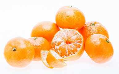 Image showing Peeled Mandarin Tangerine Orange Fruit Isolated On White Backgro