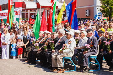 Image showing Unidentified veterans listen to congratulations during the celeb