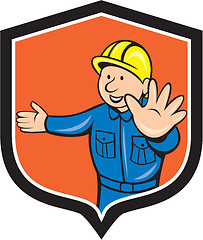 Image showing Builder Carpenter Hands Out Cartoon