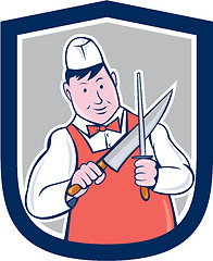 Image showing Butcher Sharpening Knife Cartoon