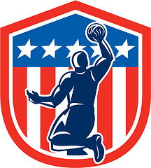 Image showing American Basketball Player Dunk Rear Shield Retro