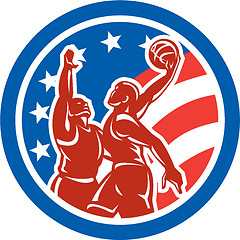 Image showing American Basketball Player Dunk Block Circle Retro